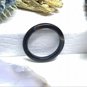 3/$25🍒 Black Carved Agate Solid Gem Ring Size 5